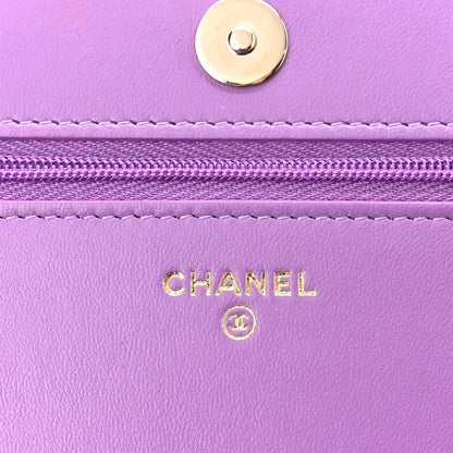 Chanel Lambskin Quilted Wallet On Chain WOC Purple 6 of 11