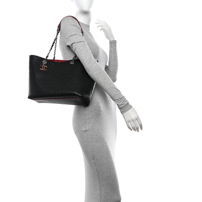 Chanel Perforated Grained Calfskin Large Shopping Tote Black 2 of 11