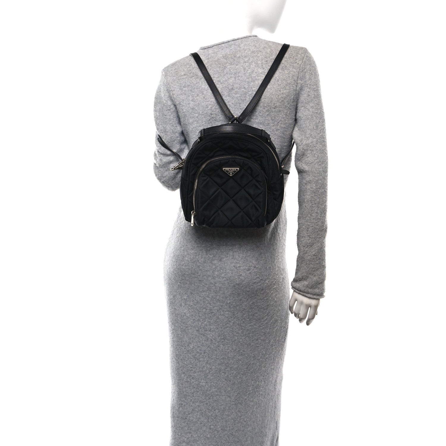 Prada Nylon Tessuto Impuntu Quilted Backpack Black 2 of 13