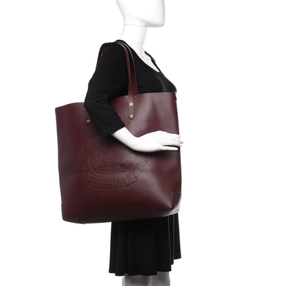 Burberry Calfskin Crest Embossed Large Tote Burgundy 2 of 10