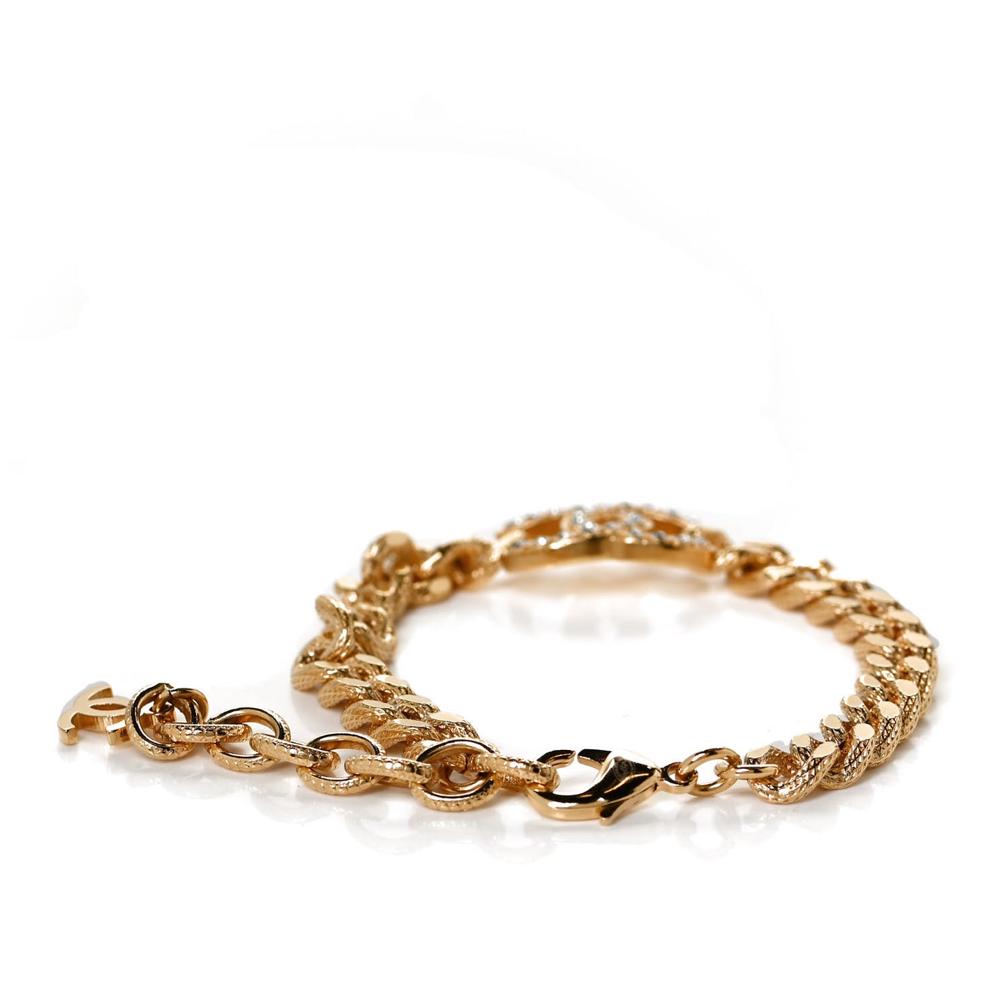 Crystal CC Chain Link Bracelet Gold