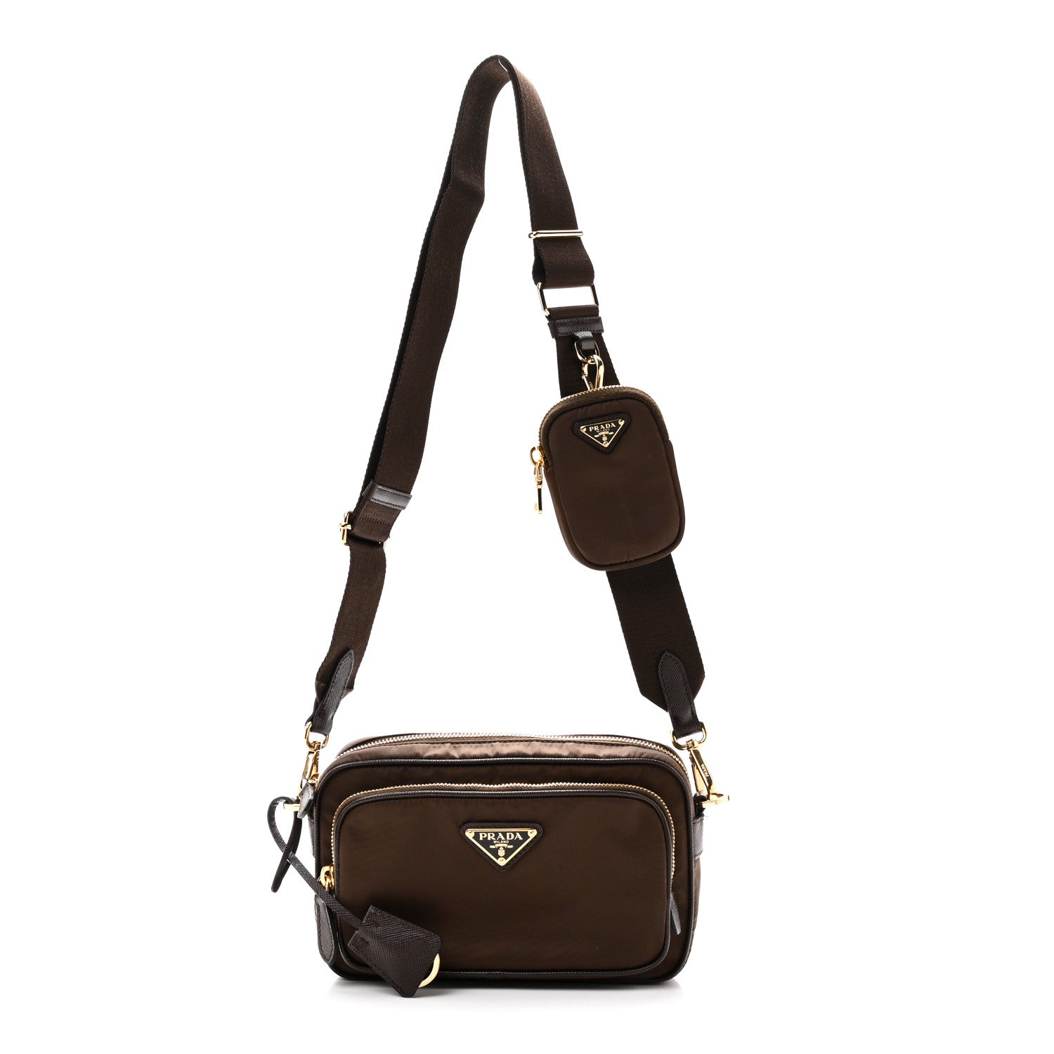 Prada Re-Nylon Saffiano Mini Shoulder Bag Sienna 1 of 9