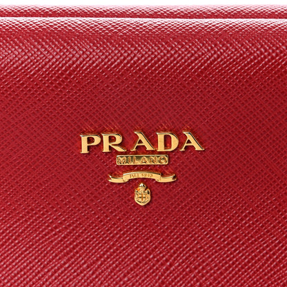 Prada Saffiano Lux East West Frame Clutch Fuoco 17 of 17
