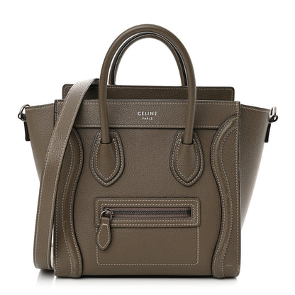 Celine Drummed Calfskin Nano Luggage Souris 1 of 12