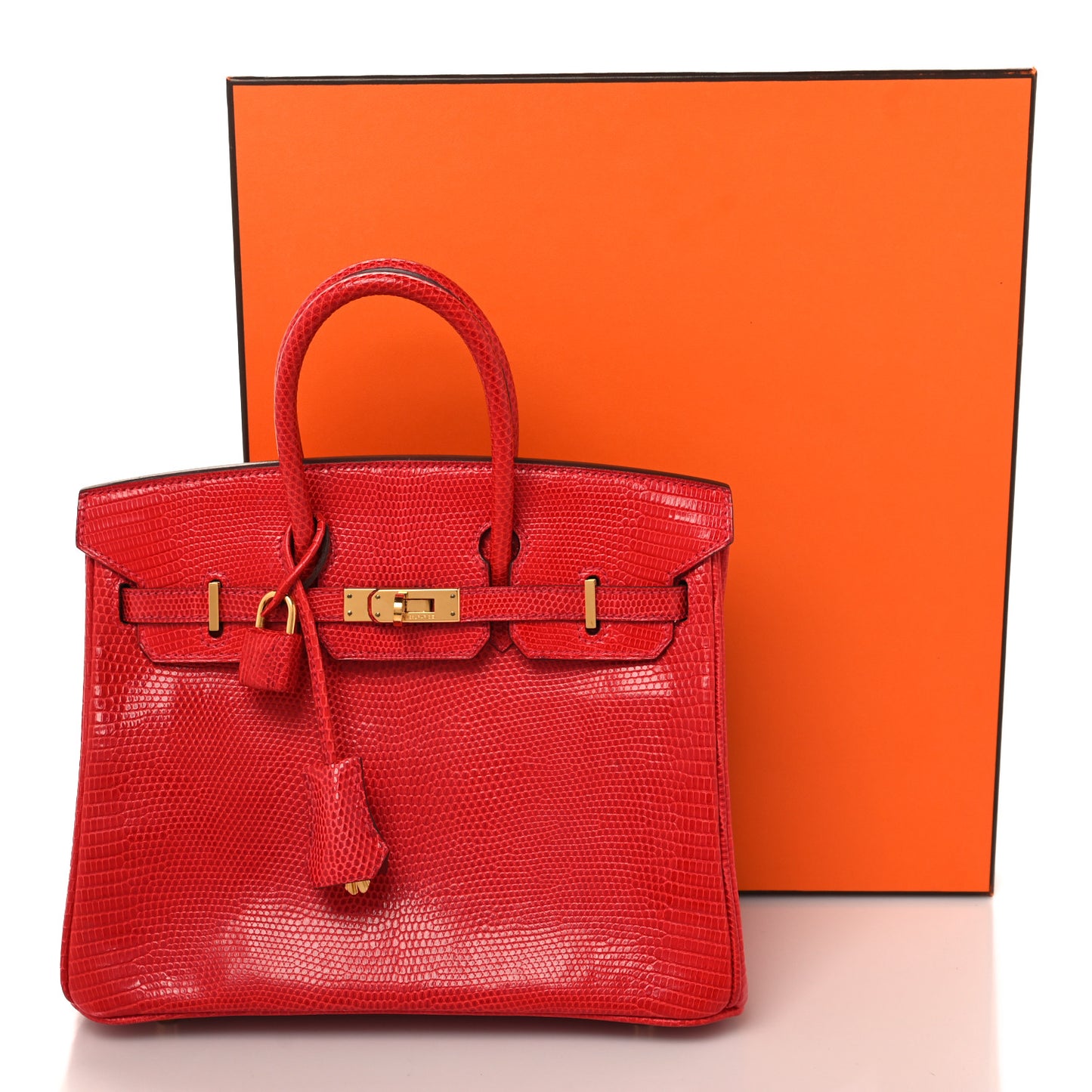 Lizard Birkin 25 Rouge Moyen