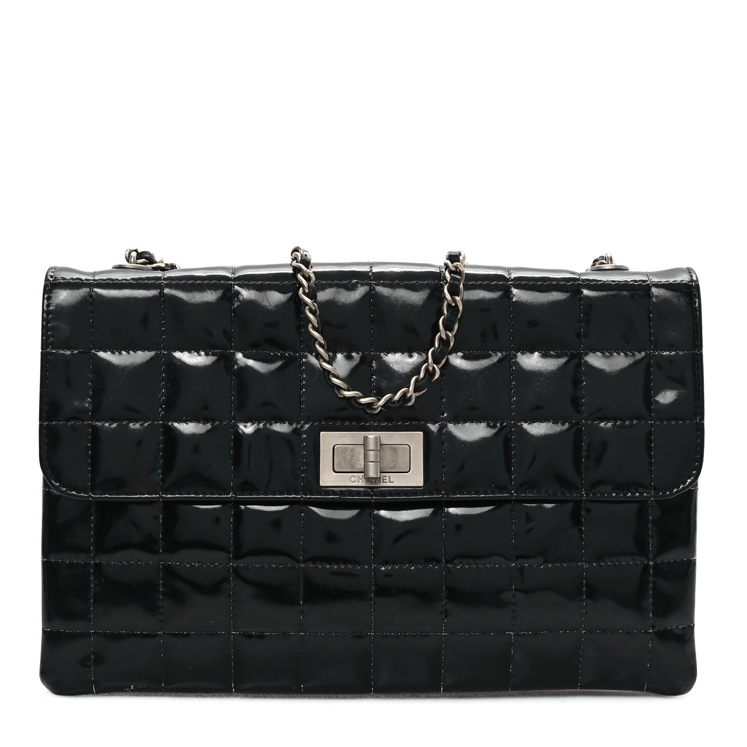 Chanel Patent Chocolate Bar Reissue Single Flap Black 1 of 13