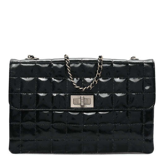 Patent Chocolate Bar Reissue Single Flap Black