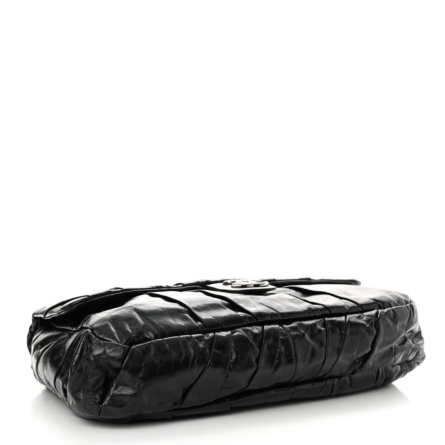 Glazed Calfskin Twisted Maxi Flap Black