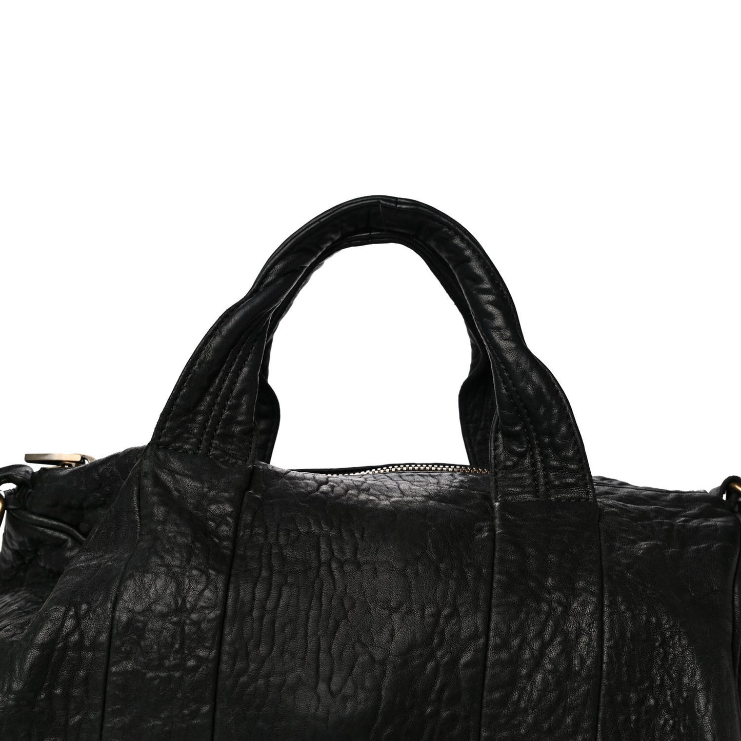 Pebbled Lambskin Rocco Black Antique Brass Hardware