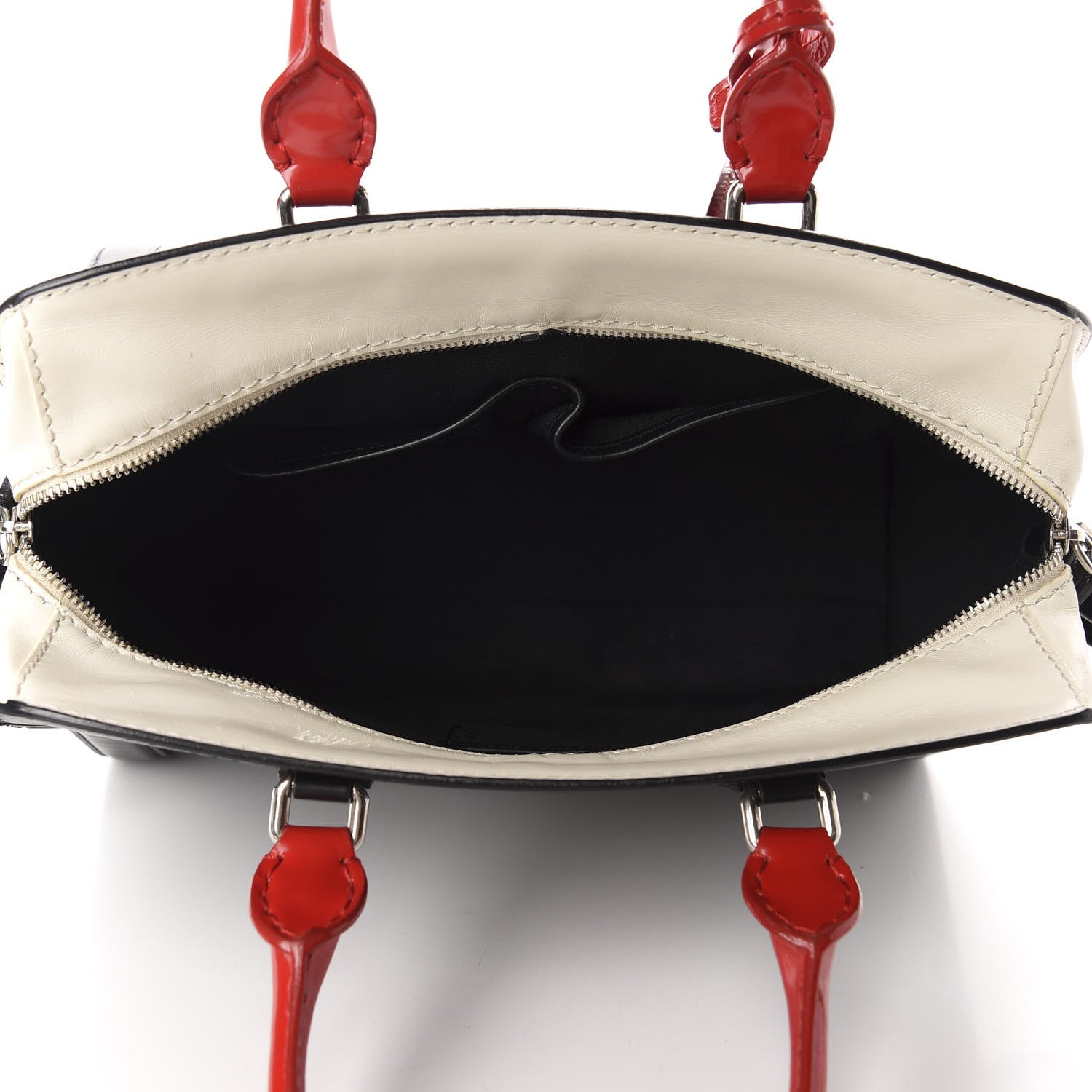 Alexander McQueen Patent Small Padlock Skull Tote Black Red 5 of 16