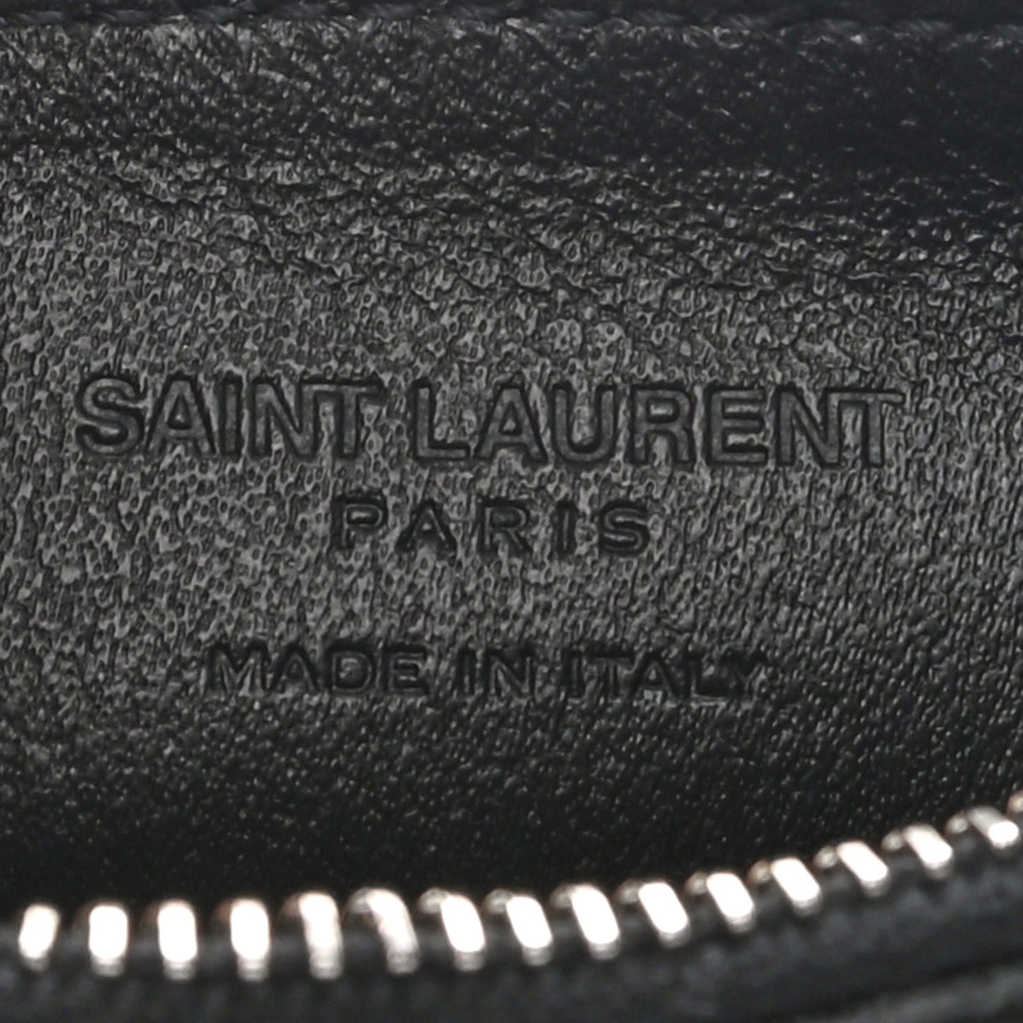 Grained Calfskin 5 Fragments Zip Pouch Card Holder Black