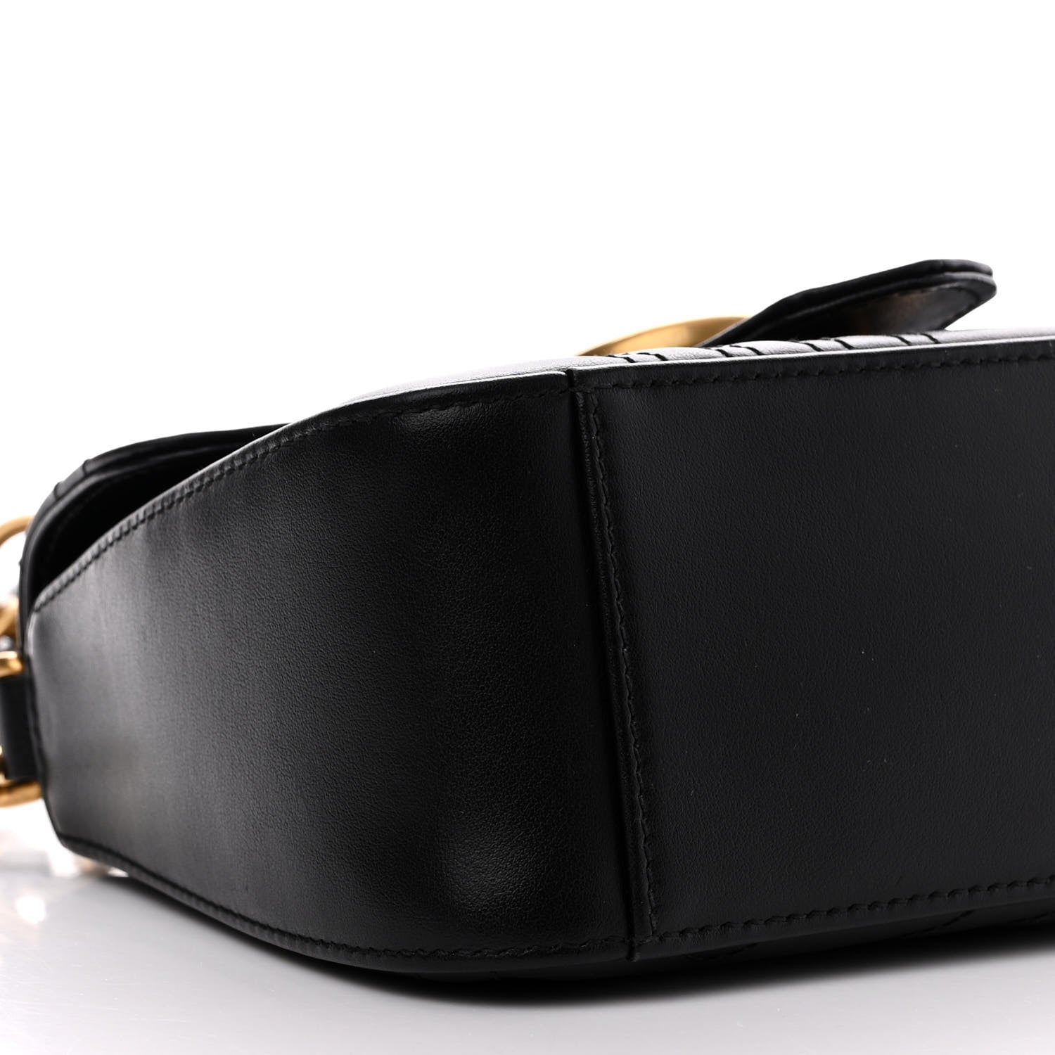 Gucci Calfskin Matelasse Mini GG Marmont Top Handle Shoulder Bag Black 9 of 12