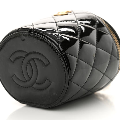 Chanel Patent Quilted Afternoon Tea Top Handle Vanity Case With Chain Black 10 of 12