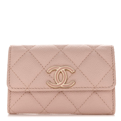 Chanel Caviar Quilted Enamel CC Flap Card Holder Light Pink 1 of 9