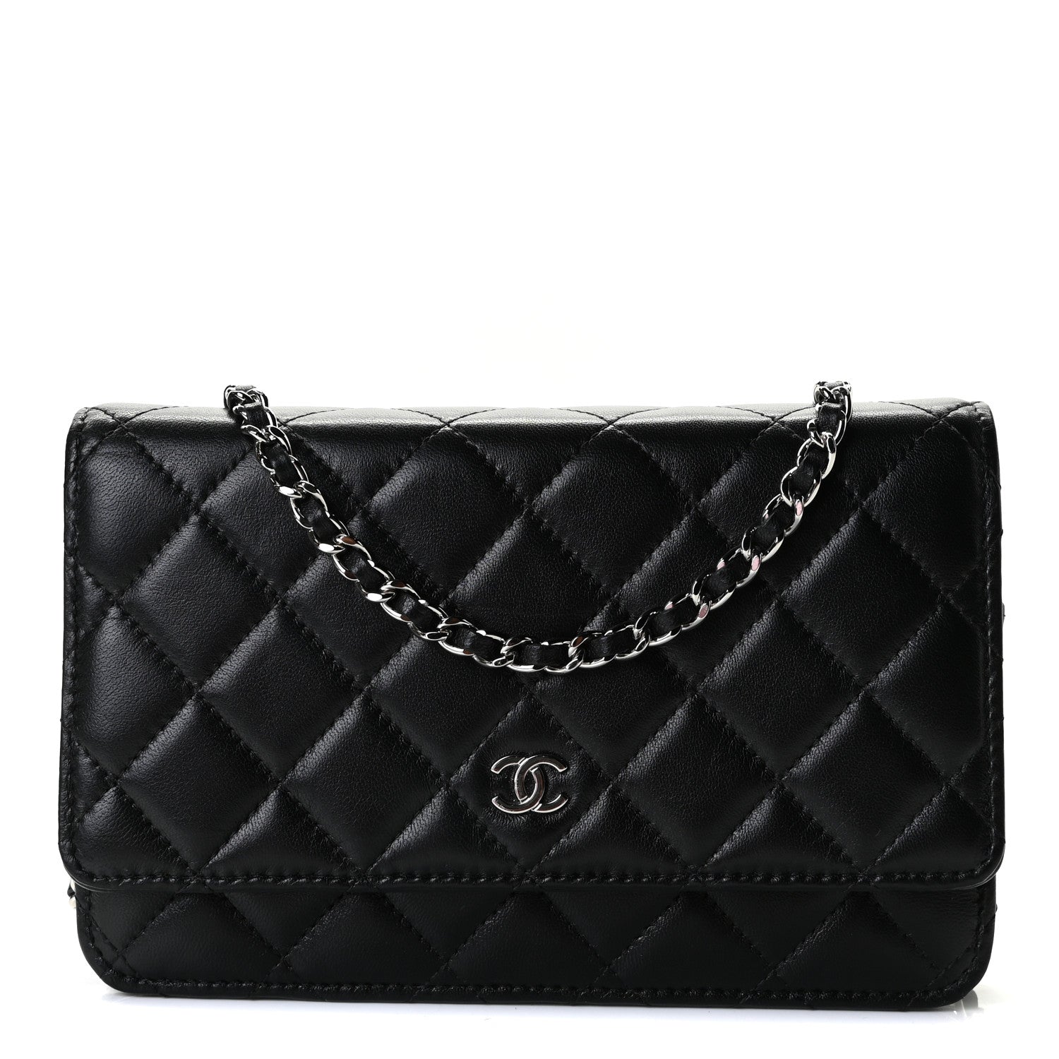 Chanel Lambskin Quilted Wallet On Chain WOC Black 1 of 8