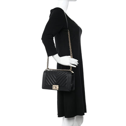 Chanel Lambskin Chevron Quilted Medium Boy Flap Black 2 of 11