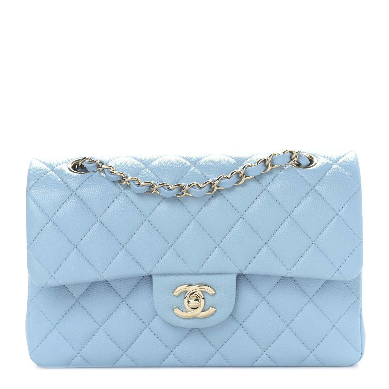 Chanel Caviar Quilted Small Double Flap Light Blue 1 of 9