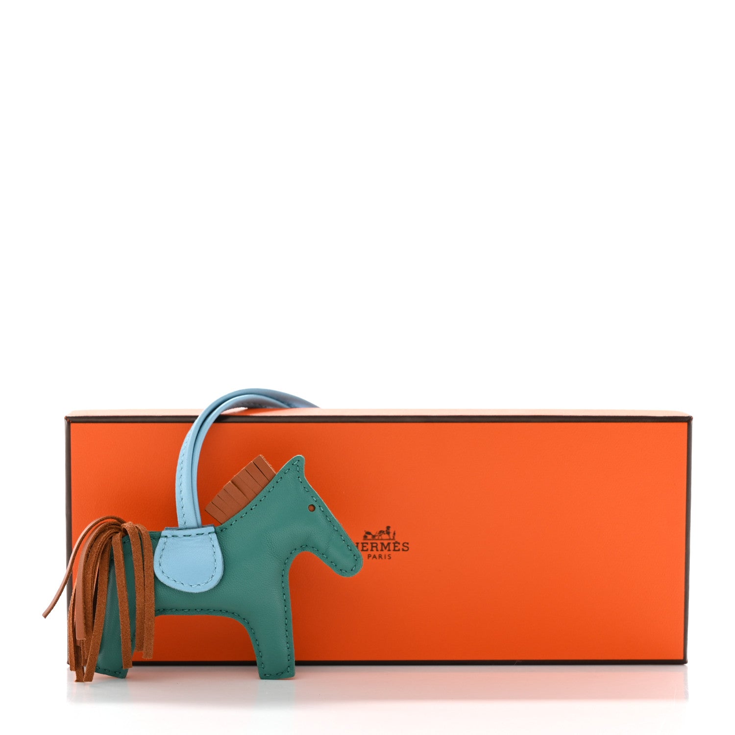Hermes Milo Lambskin Grigri Rodeo Horse Bag Charm PM Vert Verone Gold Celeste 6 of 6