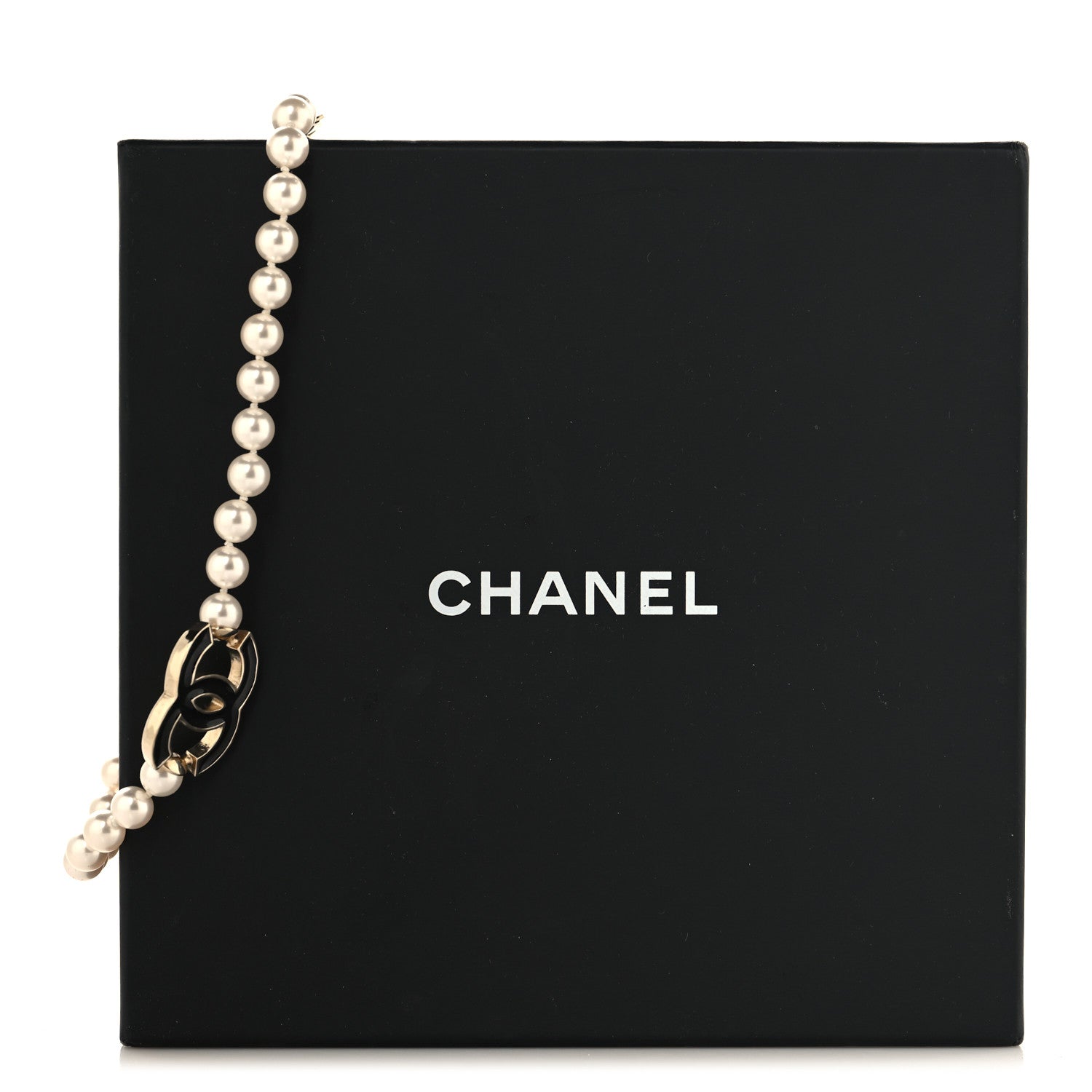 Chanel Pearl Resin CC Choker Necklace Gold White Black 5 of 5