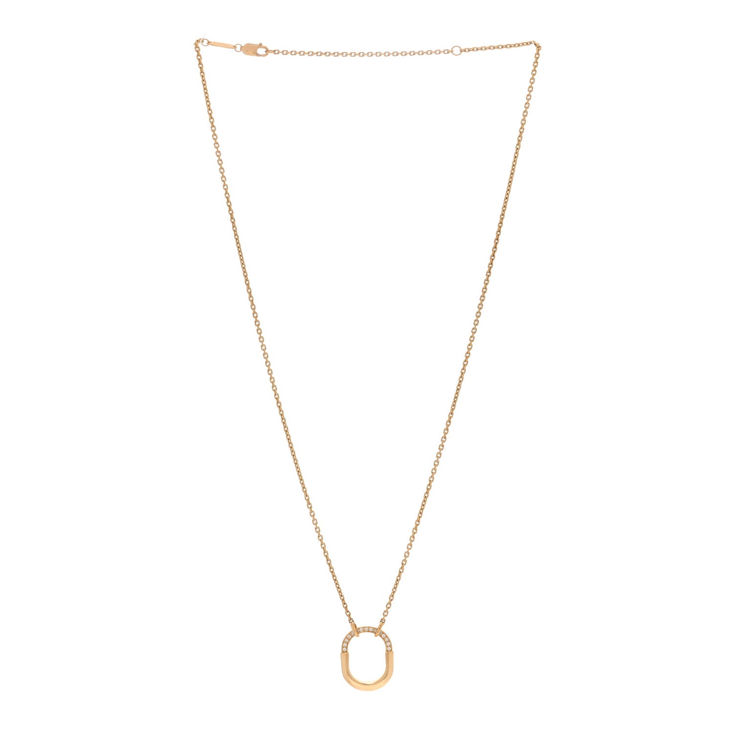 18K Yellow Gold Diamond Small Lock Pendant Necklace