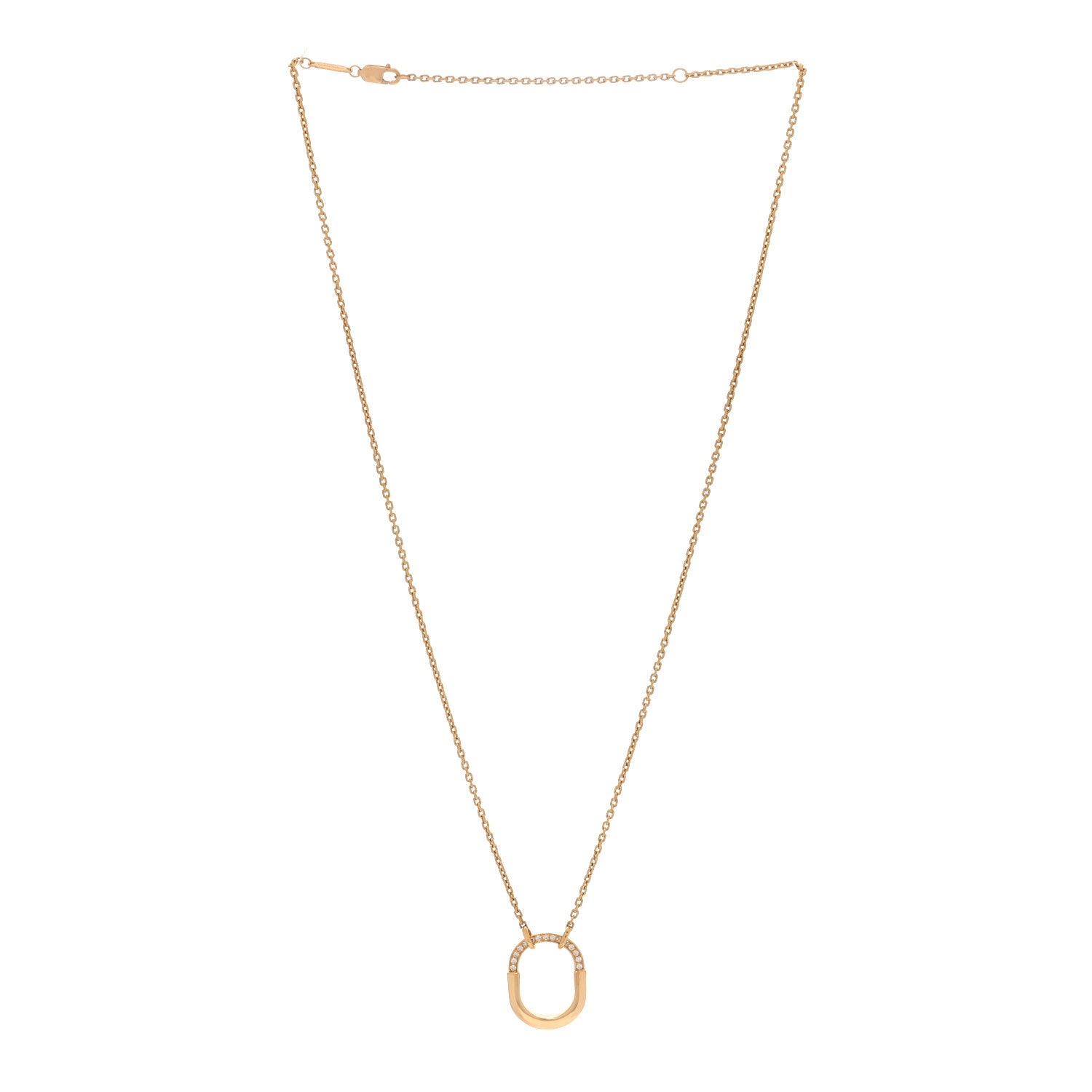 Tiffany 18K Yellow Gold Diamond Small Lock Pendant Necklace 1 of 7