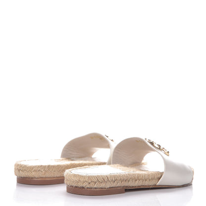 Chanel Calfskin Gripoix CC Espadrille Sandals 37.5 White 4 of 11