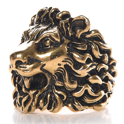 Gucci Metal Lion Head Ring 10.5 Aged Gold 3 of 6