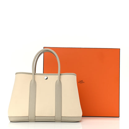 Hermes Chevron Herringbone Toile Negonda Garden Party 30 TPM Tote Nata Beton 11 of 11