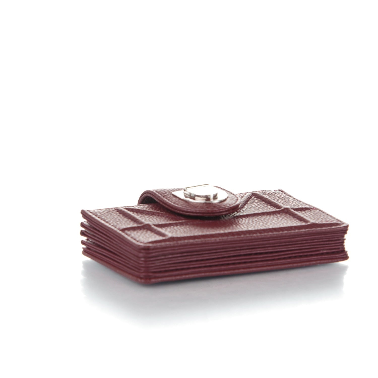 Christian Dior Grained Calfskin Cannage Diorama Card Holder Burgundy 4 of 7