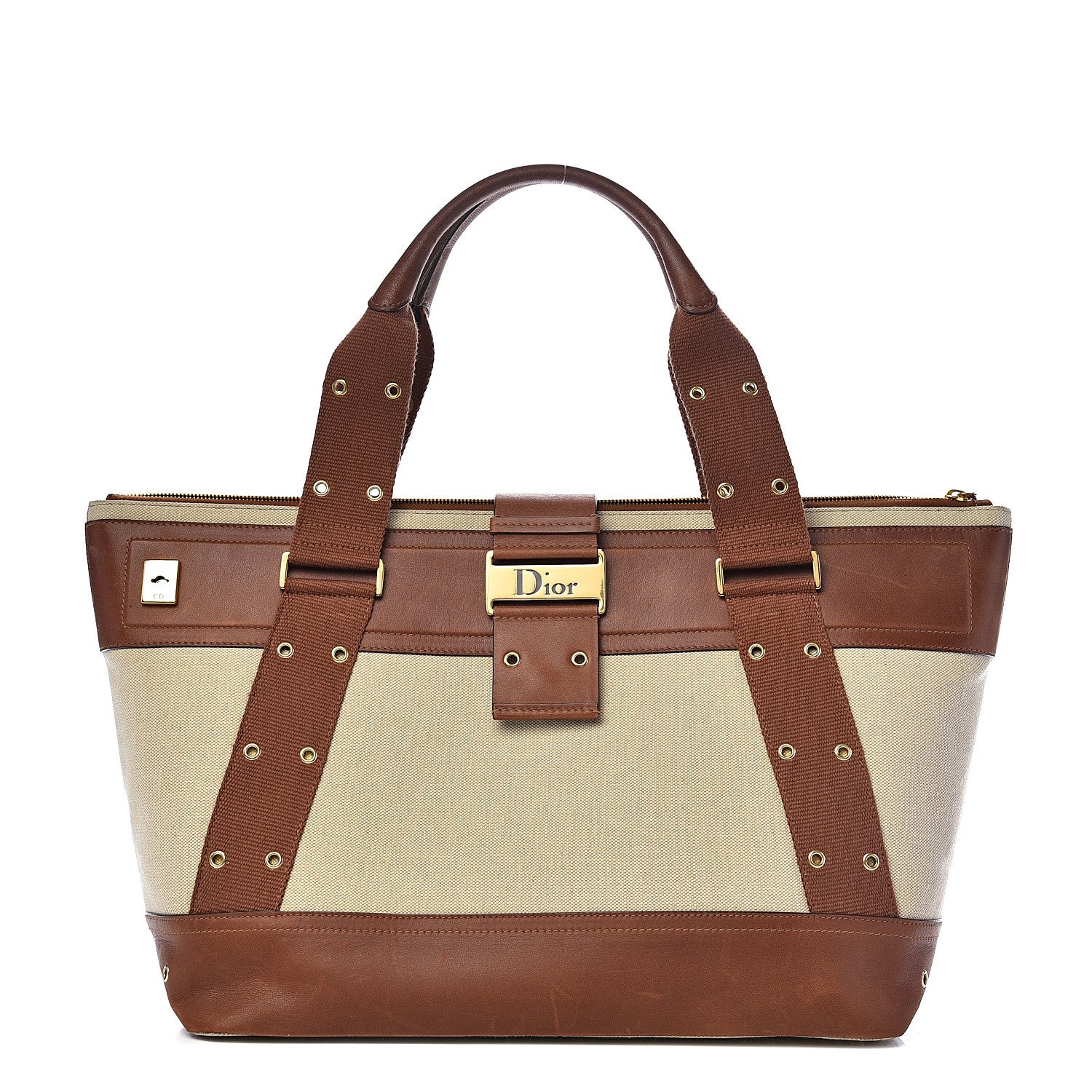 Christian Dior Canvas Calfskin Street Chic Tote Brown 1 of 20