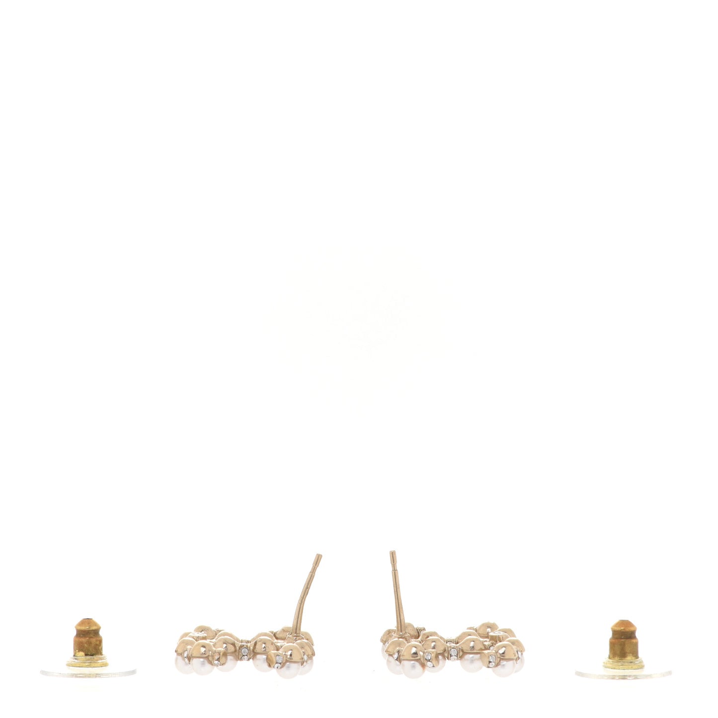 Pearl Crystal Nefertiti CC Earrings Gold