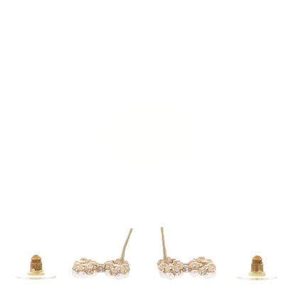 Chanel Pearl Crystal Nefertiti CC Earrings Gold 4 of 6