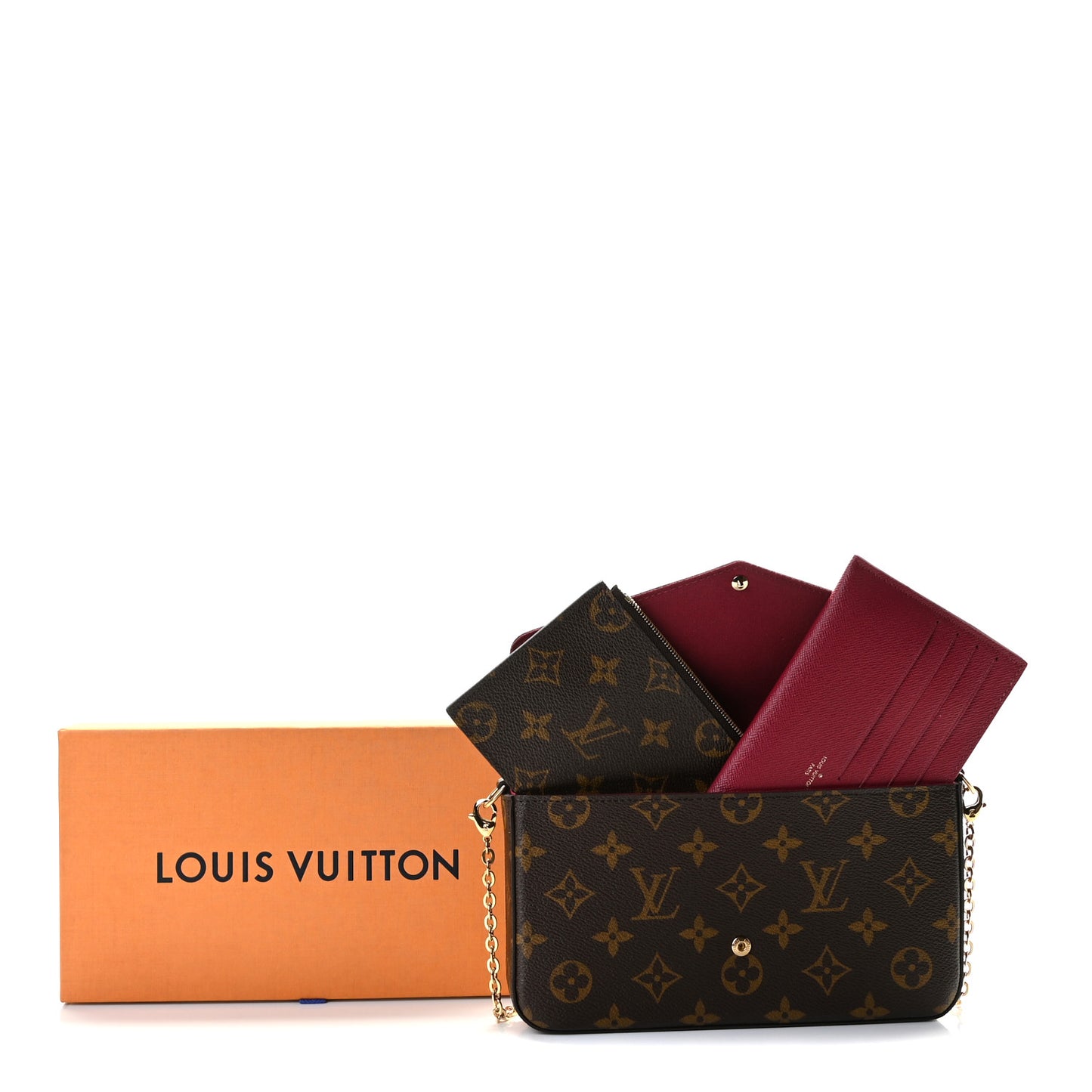 Monogram Pochette Felicie Chain Wallet Fuchsia