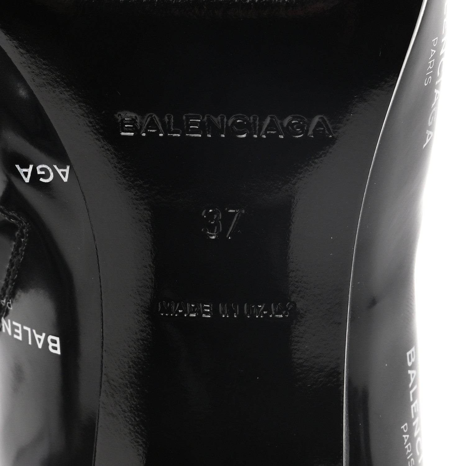 Balenciaga Patent Allover Logo Ankle Boots 37 Black 6 of 8
