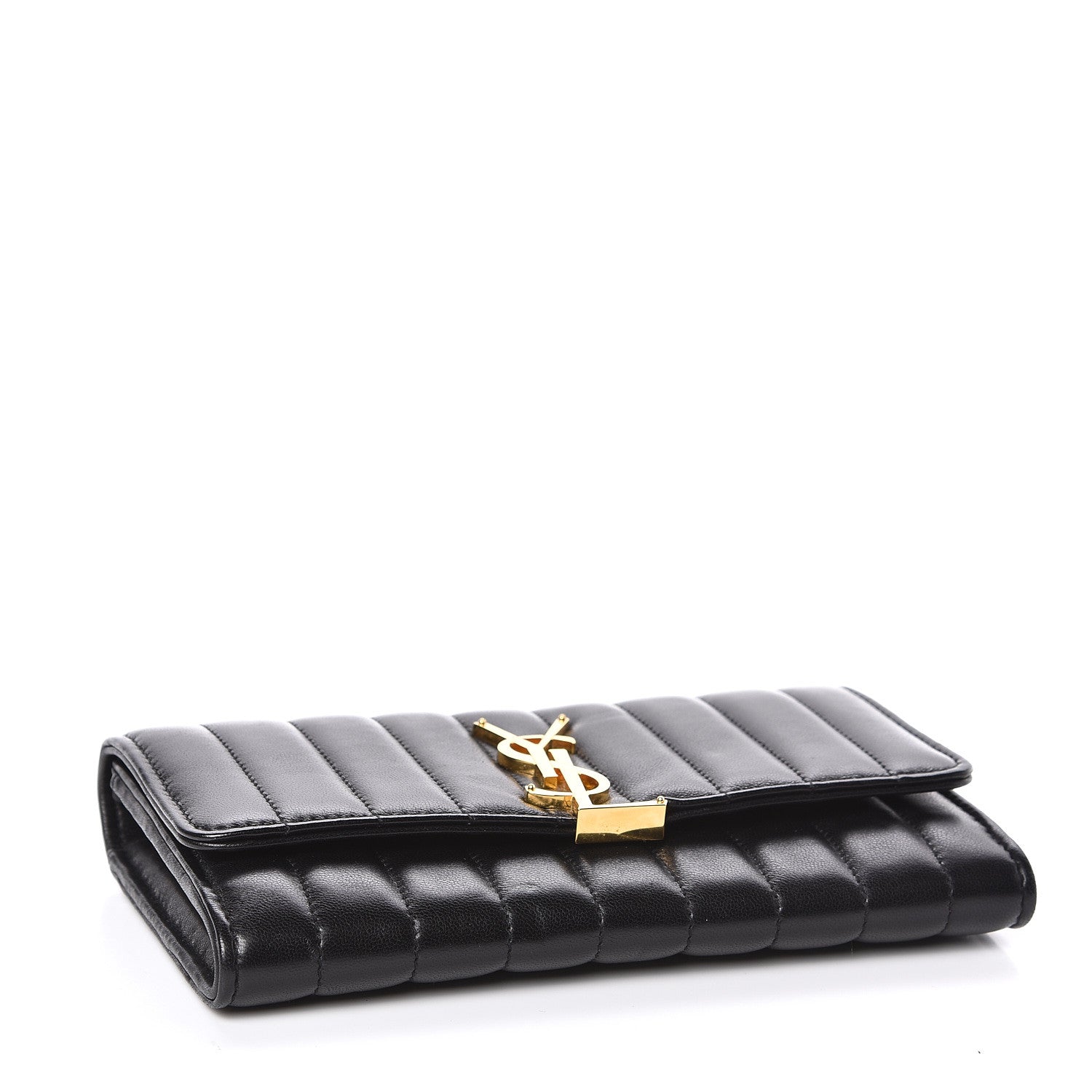 Saint Laurent Lambskin Matelasse Monogram Large Vicky Continental Wallet Black 4 of 8