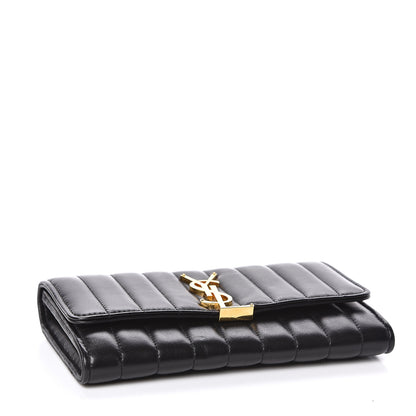 Saint Laurent Lambskin Matelasse Monogram Large Vicky Continental Wallet Black 4 of 8