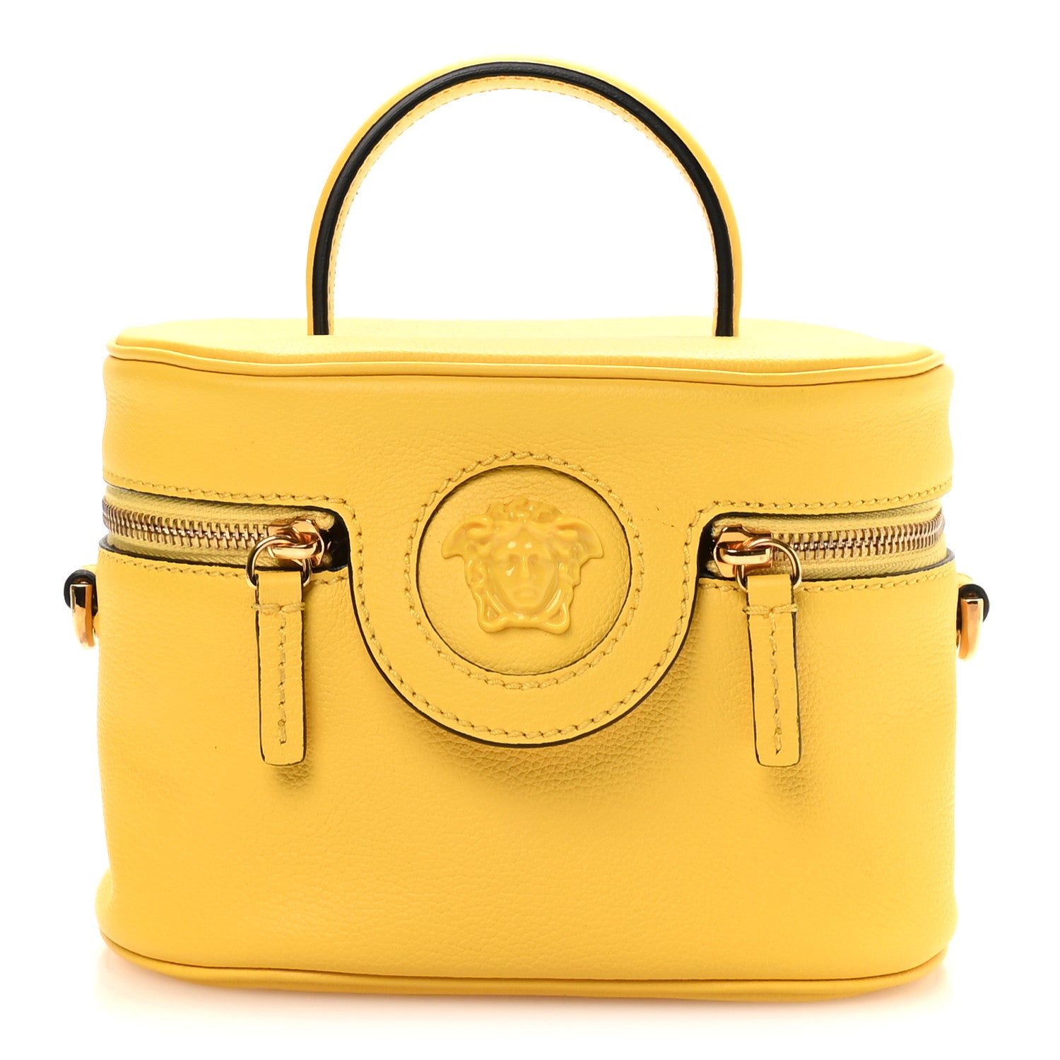 Versace Grained Calfskin Medusa Vanity Case Yellow 1 of 9