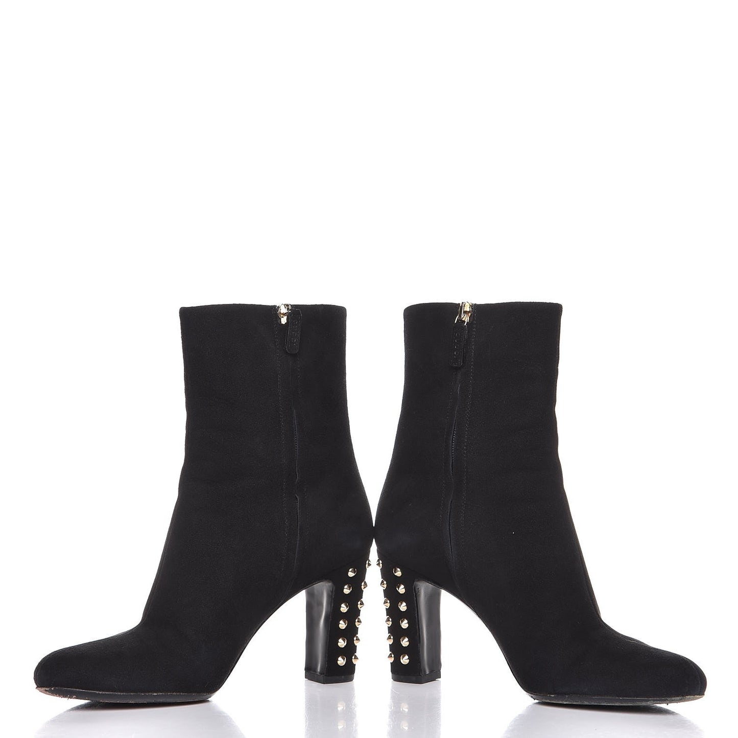 Suede Studded Melville Heel Ankle Booties 36 Black