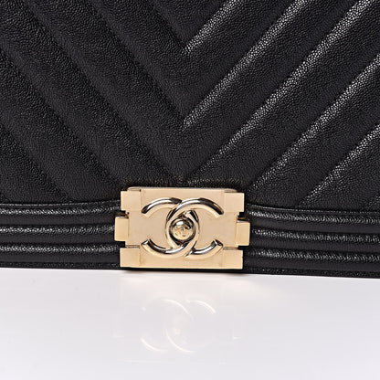 Chanel Caviar Chevron Quilted Medium Boy Flap Black 10 of 11