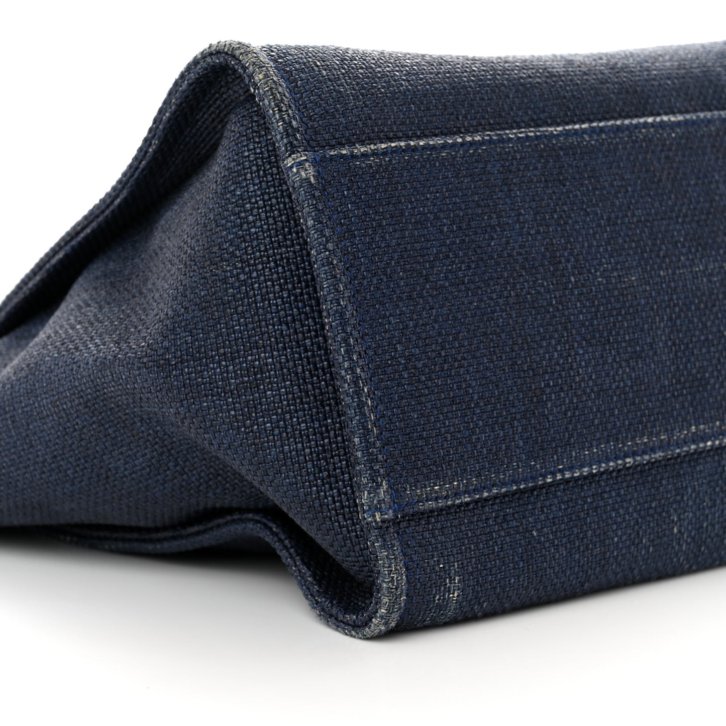 Woven Straw Large Deauville Tote Blue