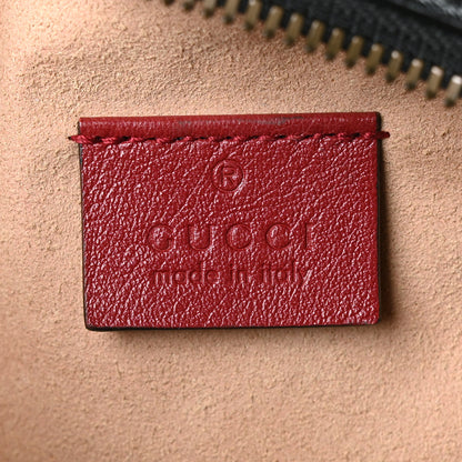 Gucci Vintage Effect Calfskin Matelasse Diagonal Mini Torchon GG Marmont Round Shoulder Bag Black Romantic Cherry 6 of 9