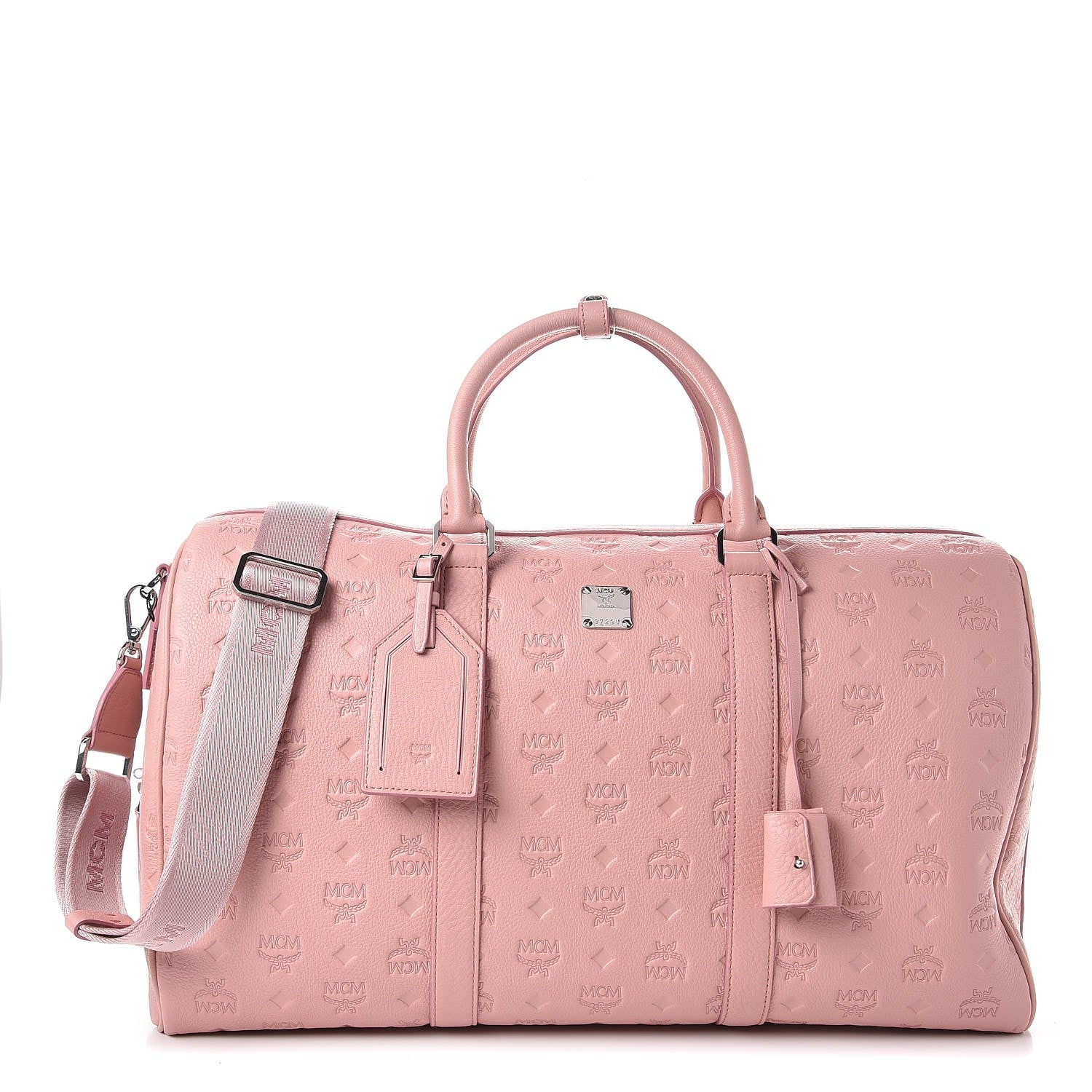 MCM Calfskin Ottomar Monogram Duffle Bag Pink 1 of 9