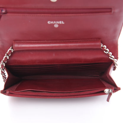 Chanel Patent Quilted Wallet On Chain WOC Red 5 of 21