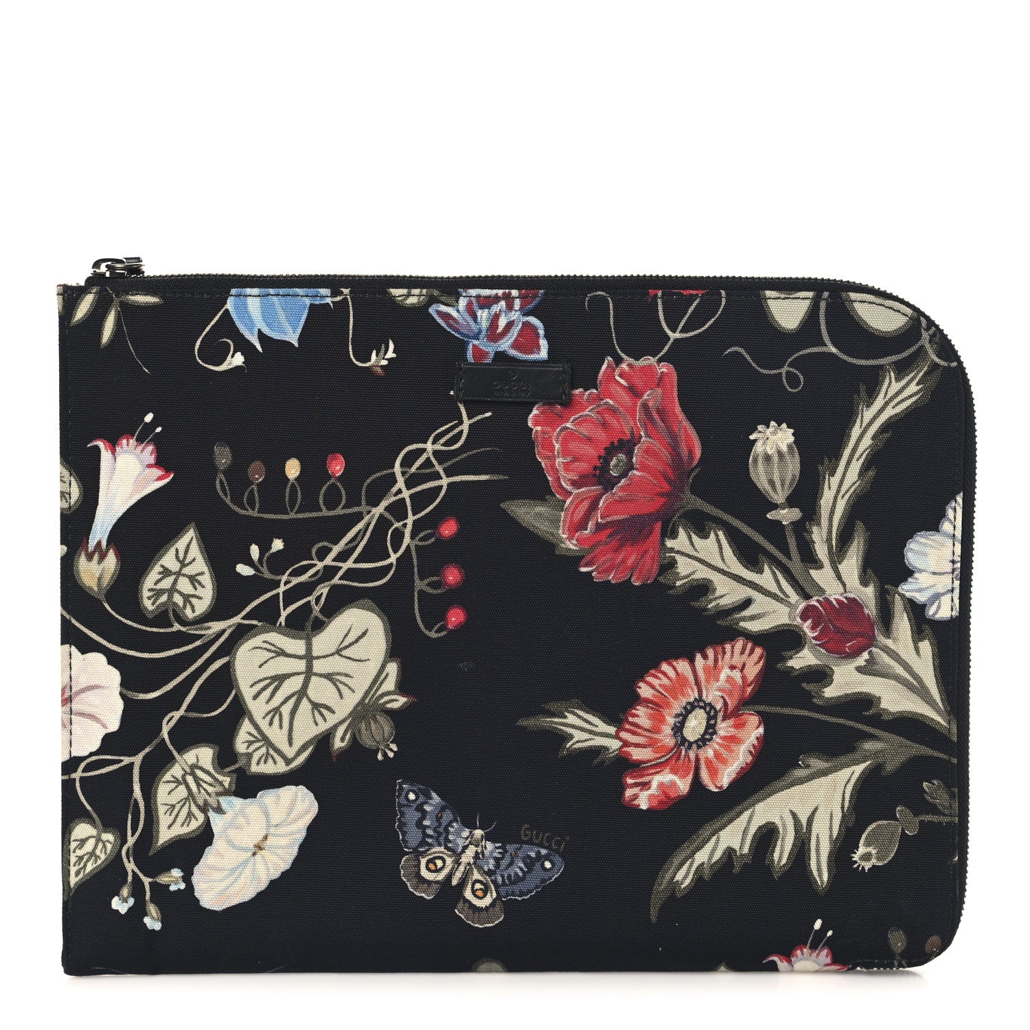 Gucci Canvas Flora Knight Travel Laptop Document Case Black 1 of 8