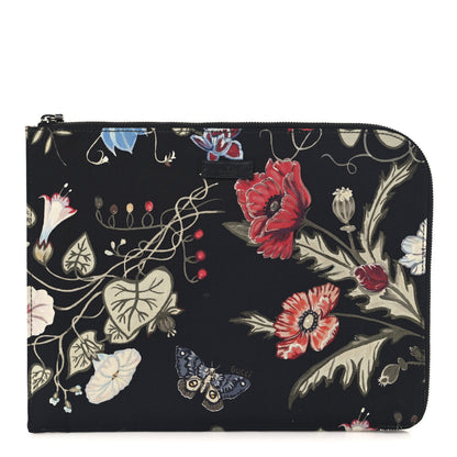 Gucci Canvas Flora Knight Travel Laptop Document Case Black 1 of 8