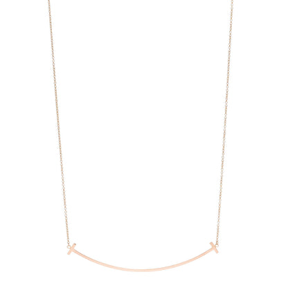 Tiffany 18K Rose Gold Large T Smile Pendant Necklace 1 of 6