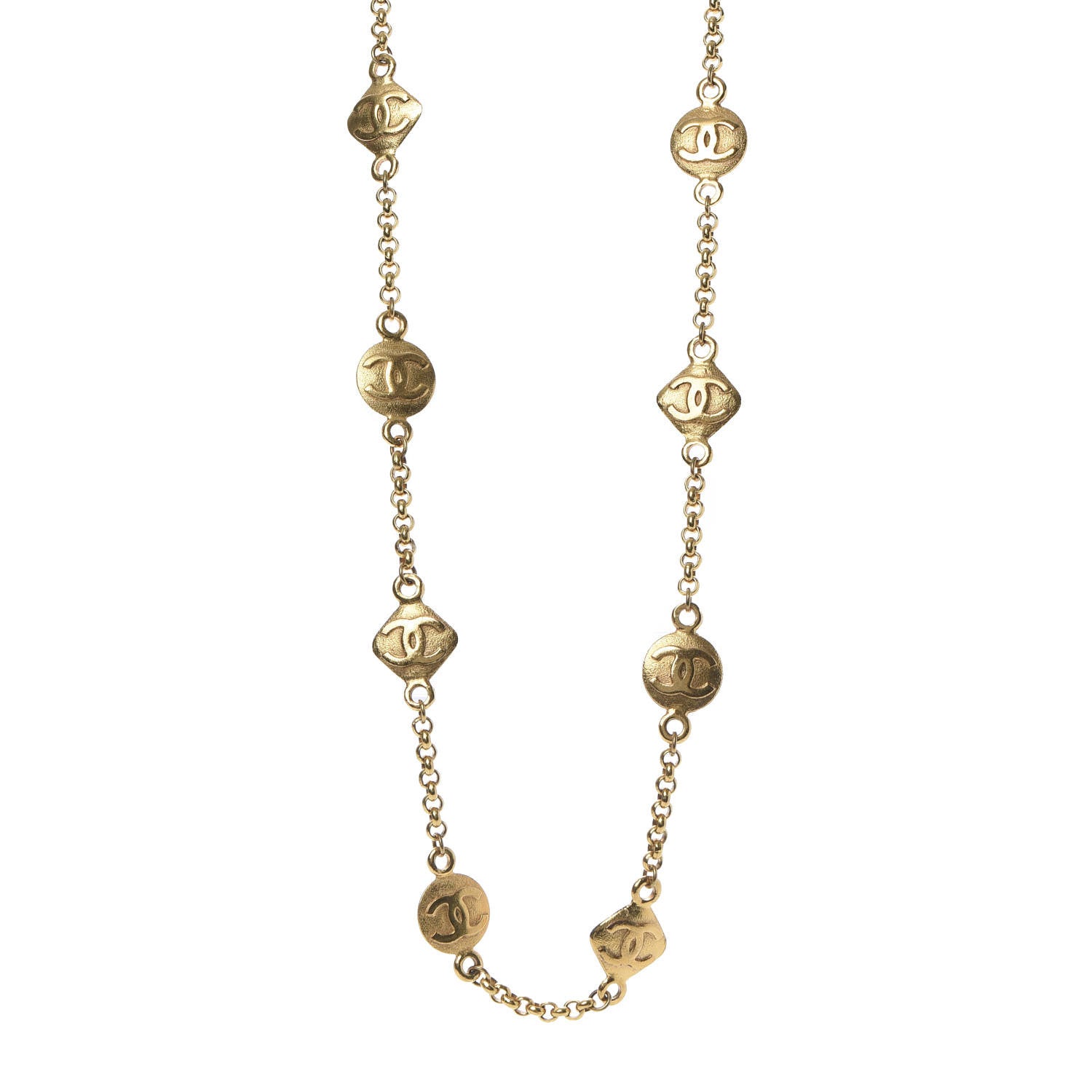 Chanel CC Medallion Chain Necklace Gold 1 of 6