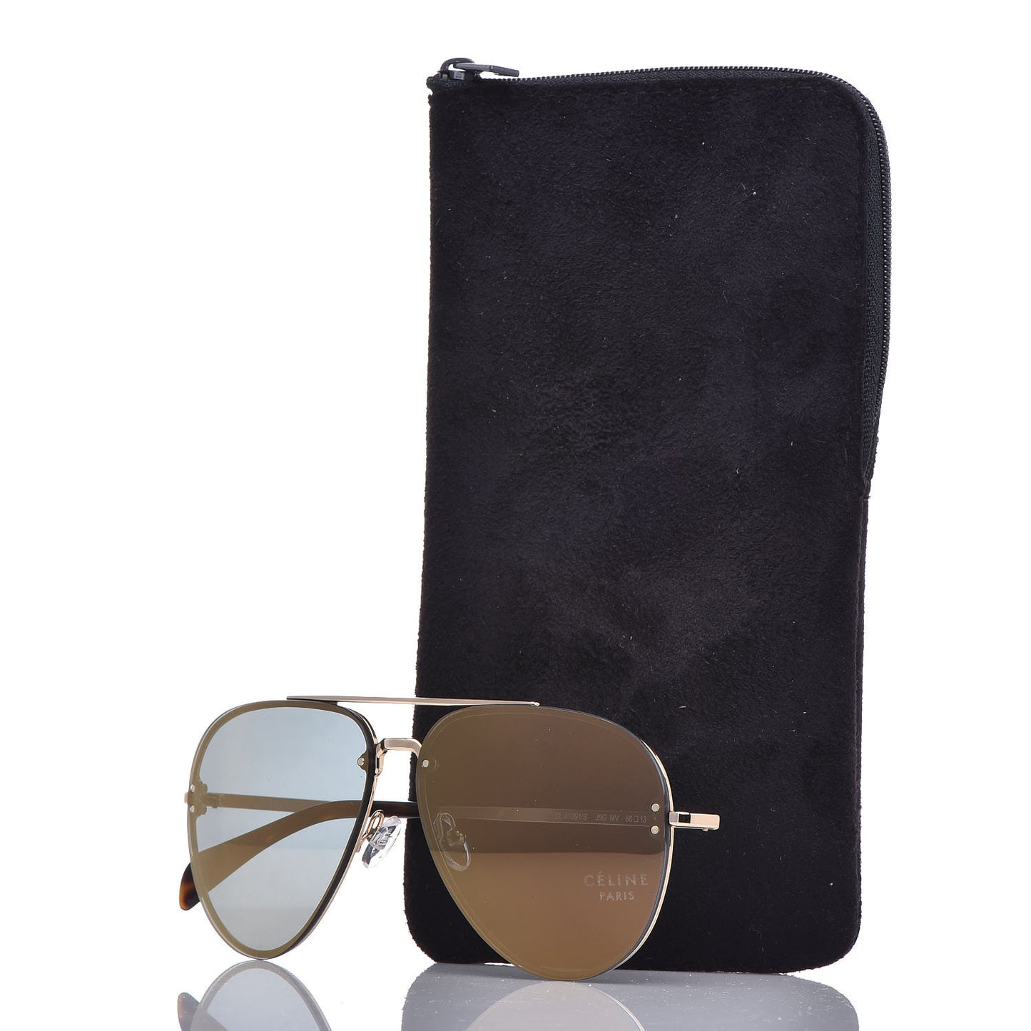 Acetate Mirror Aviator Sunglasses CL41391/S Gold Grey