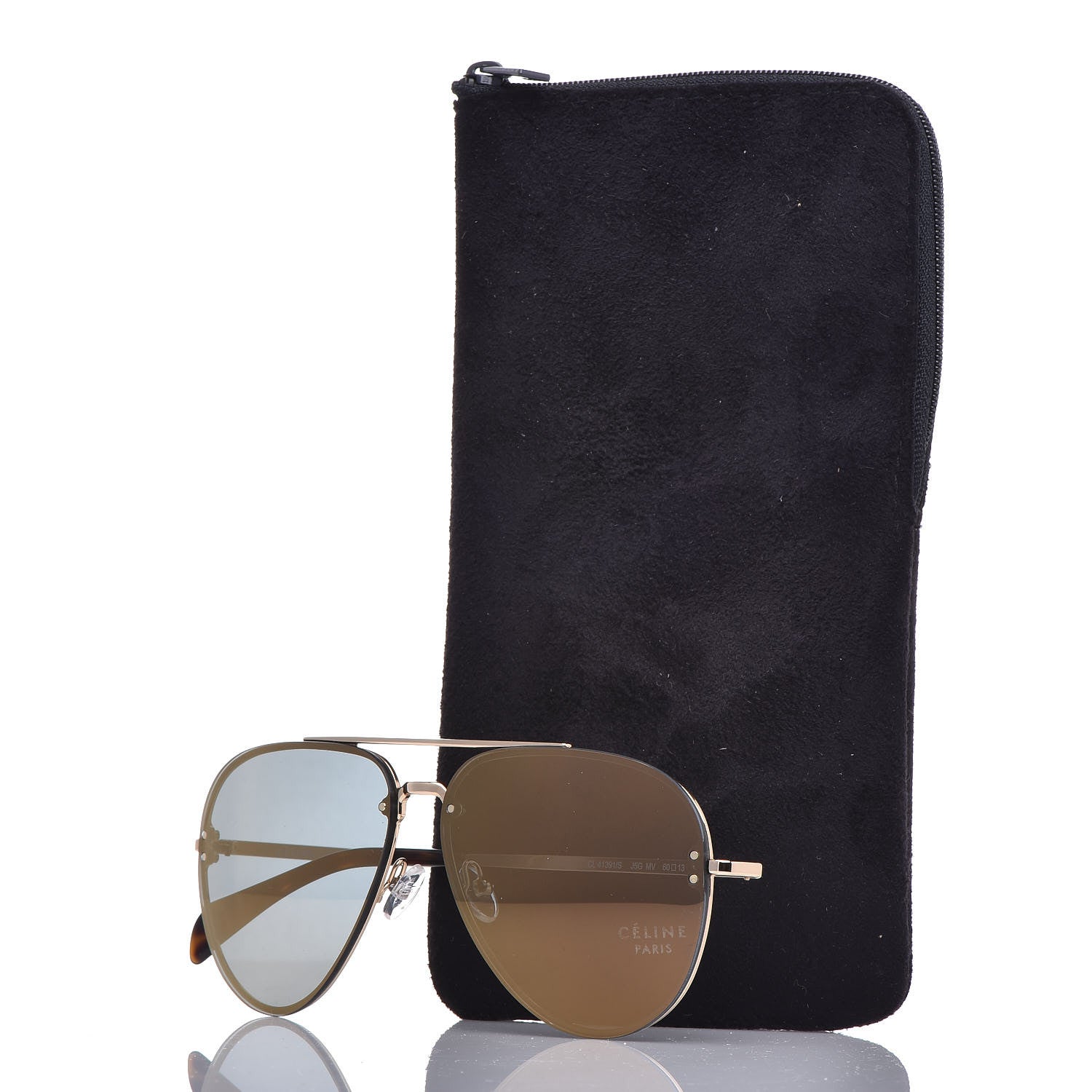 Celine Acetate Mirror Aviator Sunglasses CL41391/S Gold Grey 8 of 8