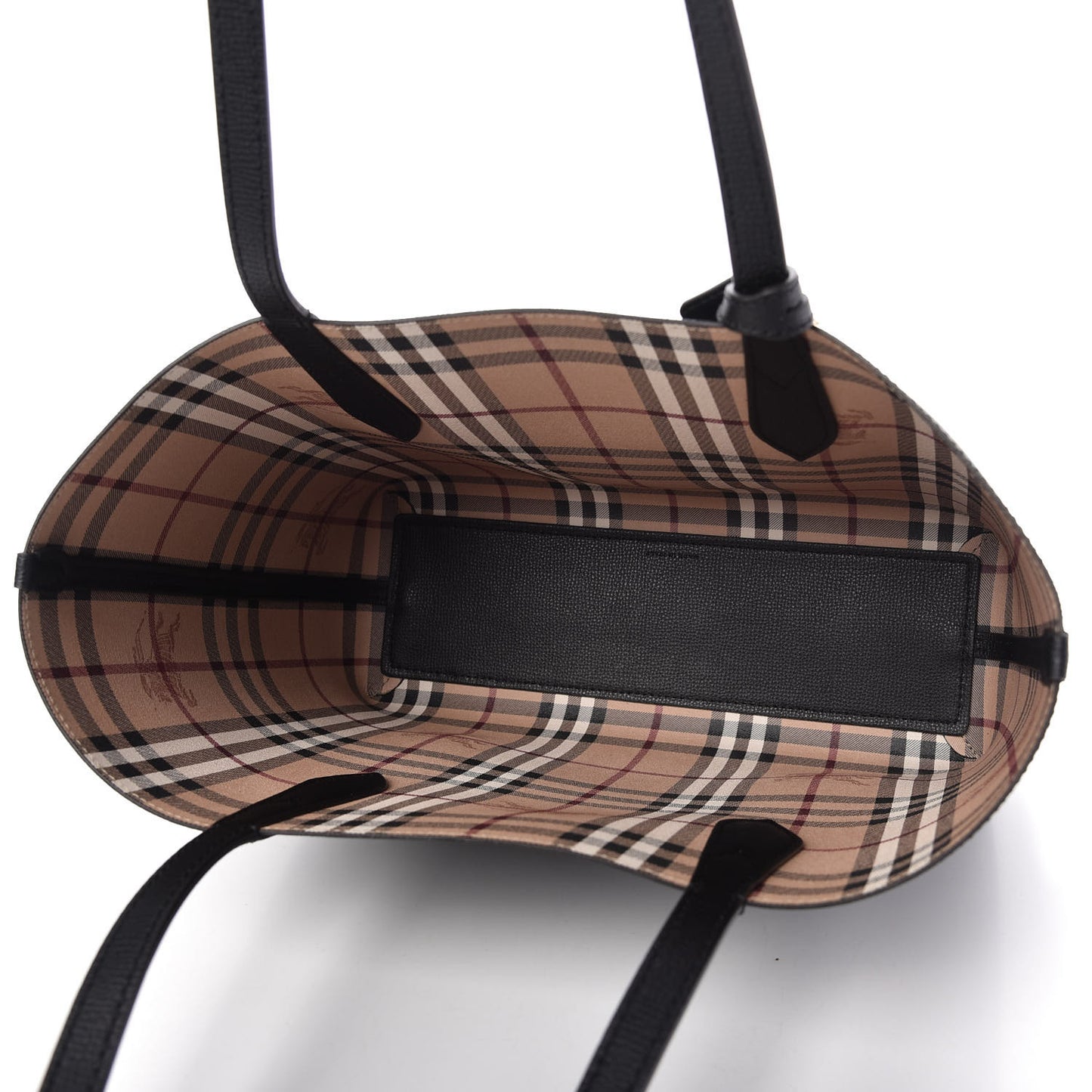 Grainy Calfskin Haymarket Check Medium Reversible Tote Black